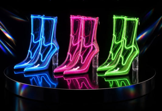 LEDRESS™ Neon LED Light-Up Clear Block Heel Boots